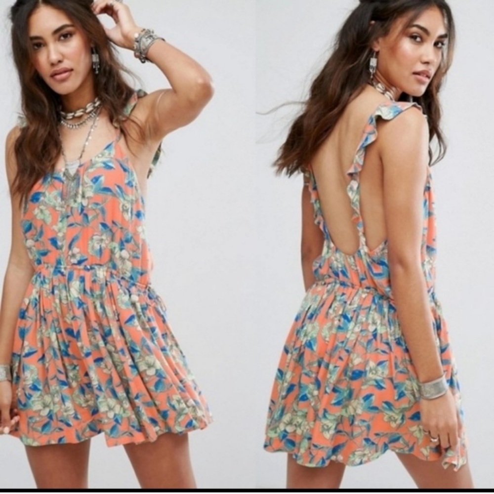 FREE PEOPLE Low Back Floral Sleeveless Dress: M